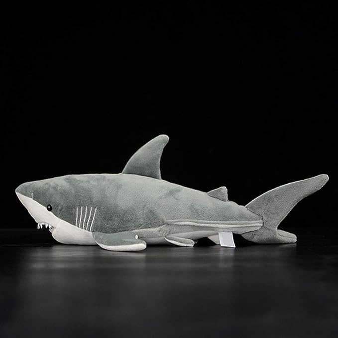 Tiny Heart Simulation Great White Shark Plush Toys, 35inch grey Soft Great White Shark Stuffed Animal Dolls pillow Cute Kids Birthday Gift Decorations Plush Toys