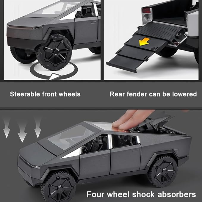 1/24 Large Pickup Truck Toy with Motorhome and Motorcycle, Diecast Pickup Truck Trailer RV Alloy Model Collection Vehicles for Kids Adults Birthday Gift (Green)