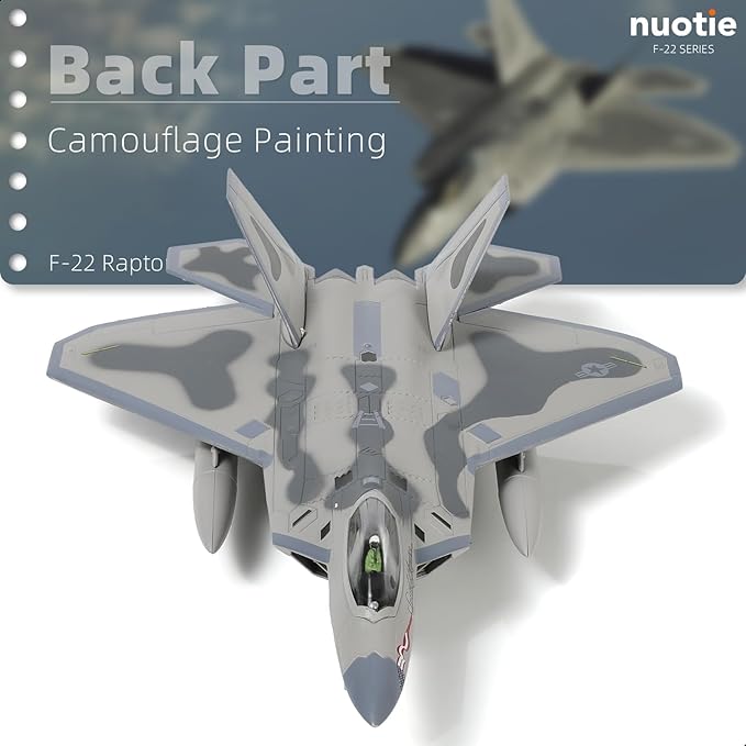 1/100 F-22 Raptor Jet Fighter Model Stealth Combat Airplane Air Force Aircraft Alloy Metal Diecast Wing F22 Diecast Plane Model with Display Stand Collection Gift for Adult (AF91001)