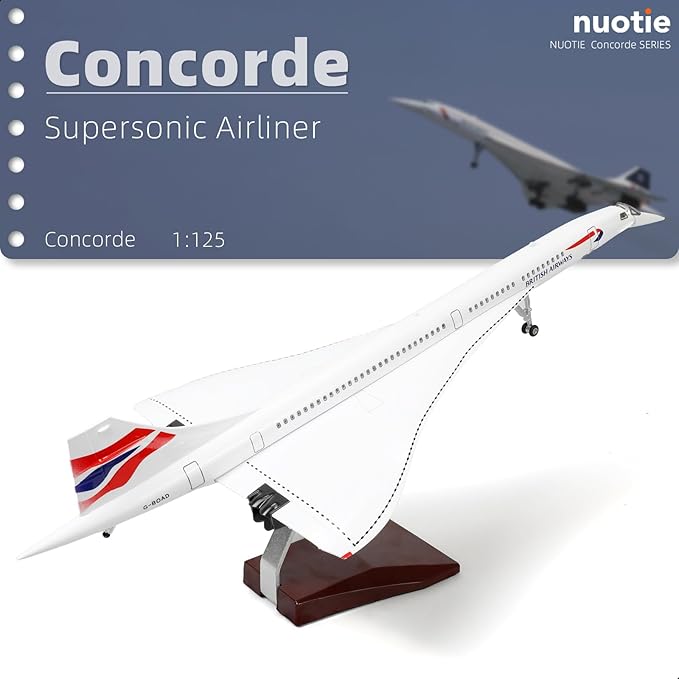 1:125 Concorde Airplane Pre-Build Diecast Aircraft Model Kit - Simulation Display for Collection or Gift (British Airways)