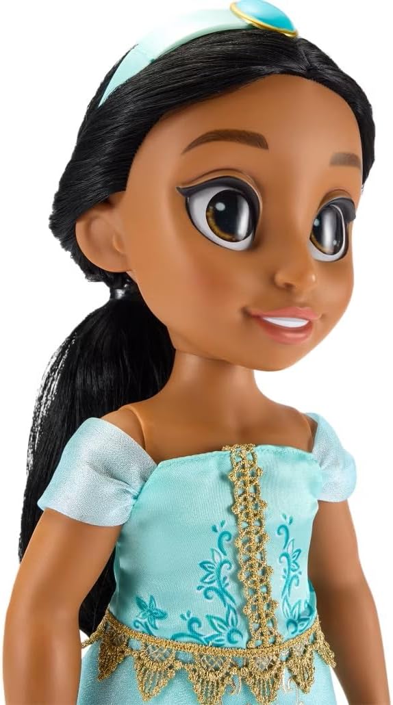 Disney Store Official Jasmine Once Upon a Story Doll - 16 Inch Disney Princess Toys Featuring Reflective Eyes with 3D Pupil and Iris, Detailed Costume, Hair Comb & Shoes - Comes in Display Box