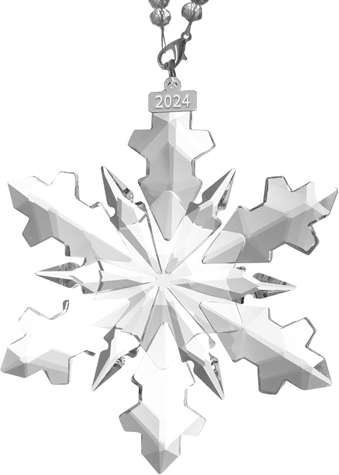 2024 Annual Edition Crystal Snowflake Ornaments Christmas Ornaments Home Hanging Decor Gifts (Clear)