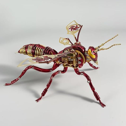 3D Metal Puzzles for Adults: Metal Model Kits 3D Metal Puzzle Mechanical Wasp Building Blocks, Difficult DIY for Assembly Gifts for Men (3D Metal Wasp-Red Gold)