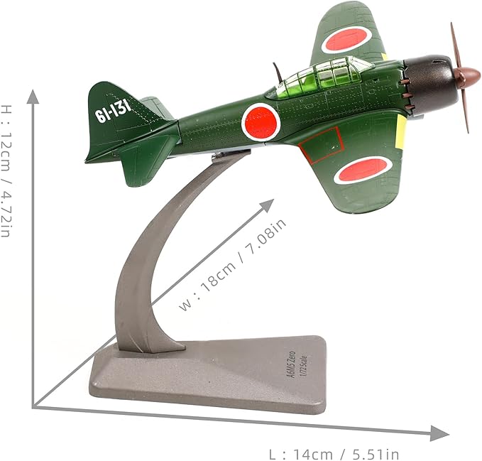 1/72 Mitsubishi A6M5 52type Zero Diecast Metal Aircraft Model Kit JP WWII Vintage Fighter Airplane Model with Stand for Adult Military Enthusiasts Collections or Gift (1945 A6M5)