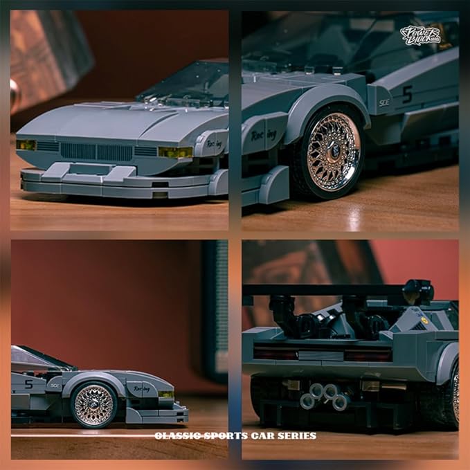 PB8819 1:32 M1 Sports Car Buliding Blocks Set, 368 Pieces Racing Toy Container Display Box, Clamping Blocks Car STEM Gift for Adults – for Hobbyist Collector