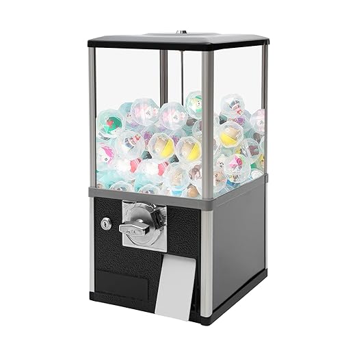 25 Cents Coin Operated Vending Machine, 20.87" Height Commercial Candy Gumball Machine Huge Load Capacity Candy Vending Machine, Big Capsule Vending Machine for 1.77-1.97in Ball Diameter (Black)