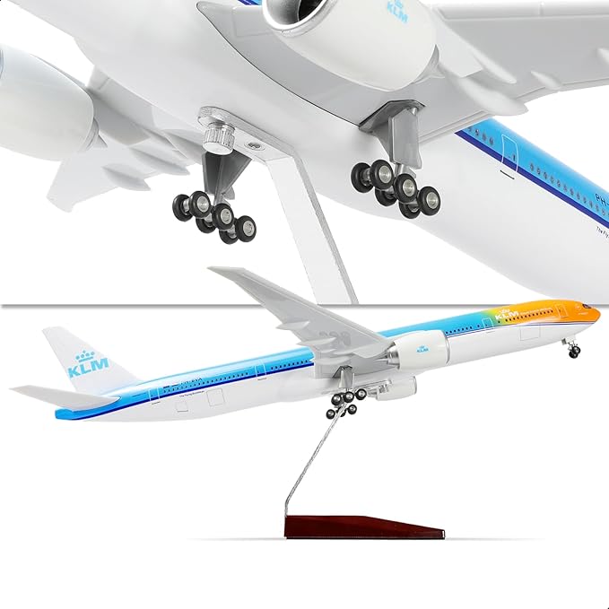1/150 Boeing 777-300ER NL-KLM (Orange Pride) 18.5 inchs Large Model Diecast Airplane Model Kits with Stand Airlines Models Display Collectible for Aviation Enthusiast Gift