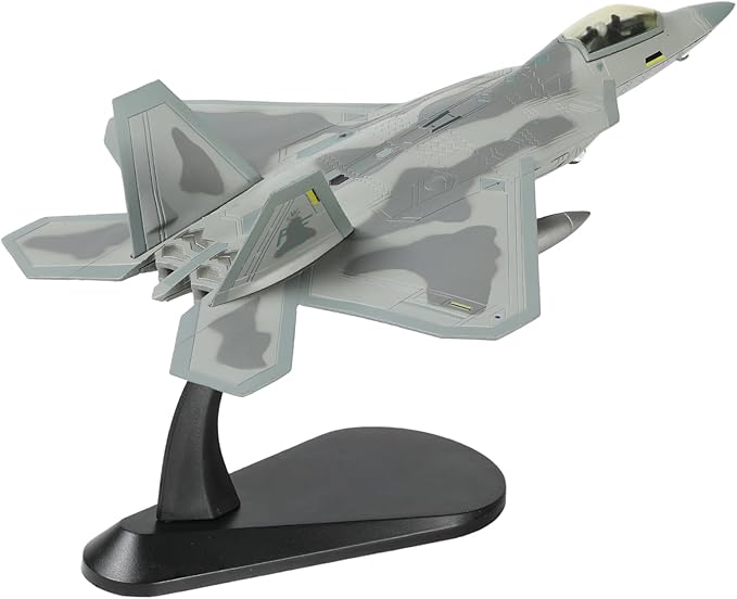 F-22 Raptor 1/100 Scale Diecast Metal Fighter Jet Model Stealth Combat Airplane Air Force Aircraft Alloy Model with Stand for Adult Military Collections or Gift (FF 03049)