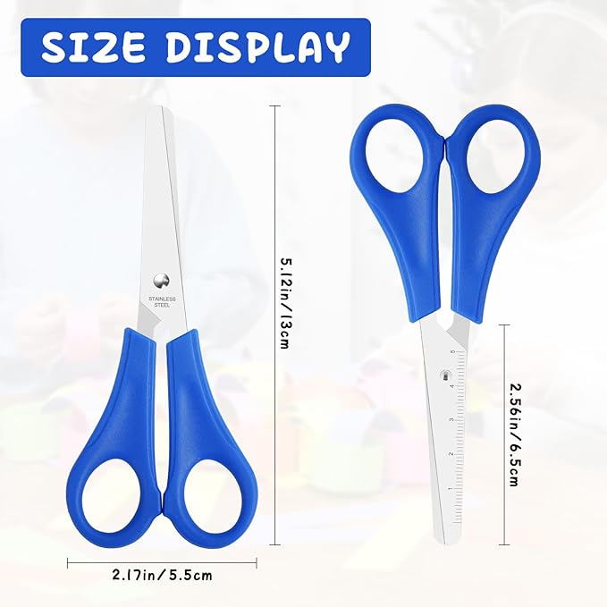 100 Pack Kids Scissors, 5 Inch Blunt Tip, Stainless Steel, Multicolor, Ambidextrous, Modern, Contemporary