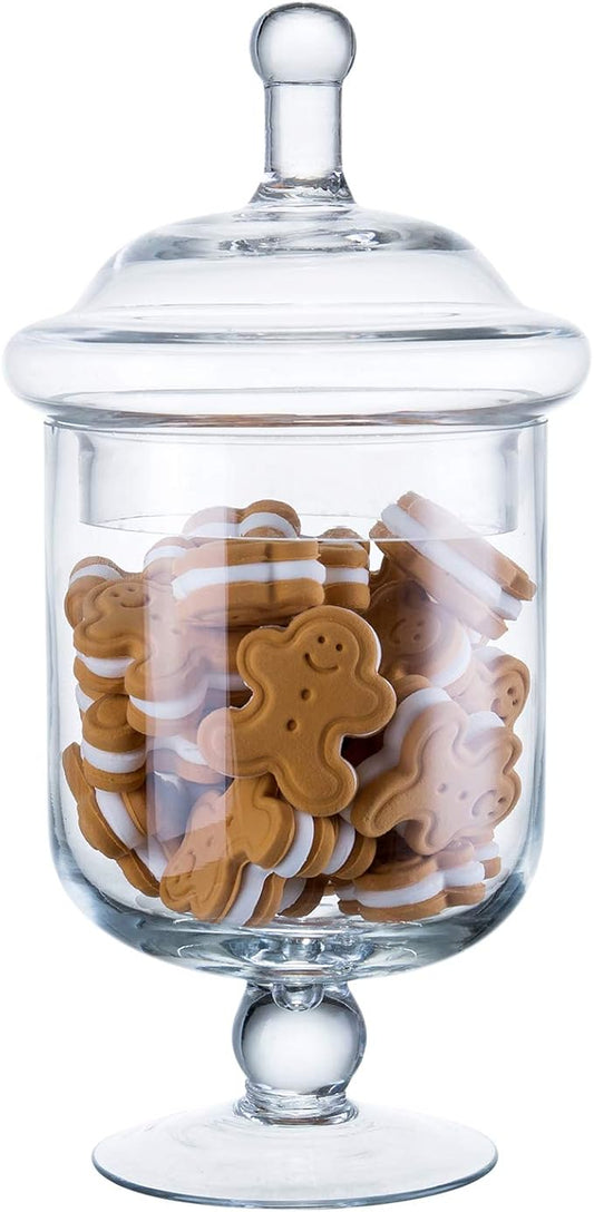 Clear Glass Apothecary Jars, Small Candy Buffet Display Elegant Storage Jar, Decorative Wedding Candy Organizer Canisters (Height: 9" Body: 5"; 22 FL.OZ)