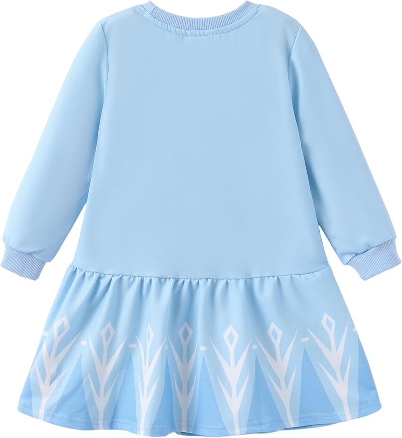 Disney Stitch Minnie Elsa Princess Sweatshirt Dress Toddler Girl Sequin Long Sleeve Pullover Clothes Fall Outfit 2-9 Years