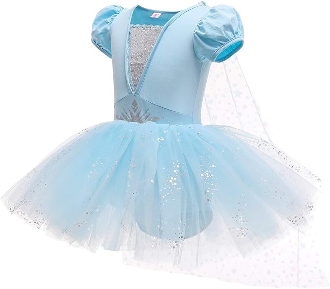 DYMCII Baby Girls Princess Ballet Dress Short Sleeve Leotards Skirted Tutu Dancewear Halloween Christmas Party Fancy Costume