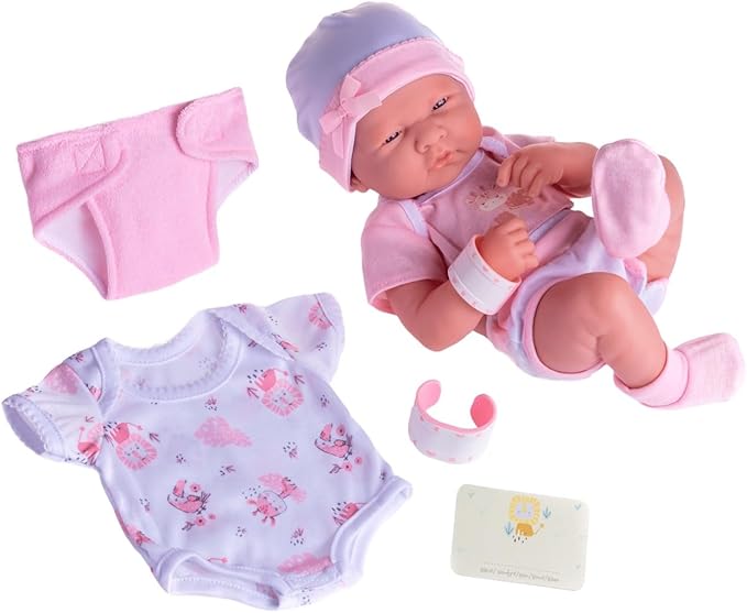 8 piece Layette Baby Doll Gift Set | JC Toys - La Newborn Nursery | 14" Life-Like Doll w/ Accessories | Pink | Ages 2+