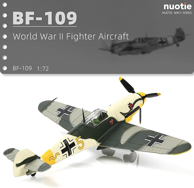 1/72 Scale German WWII Messerschmidt BF-109 Fighter Model Diecast Airplanes Military Display Model Aircraft for Collection Classic Model (Jungle Camouflage)