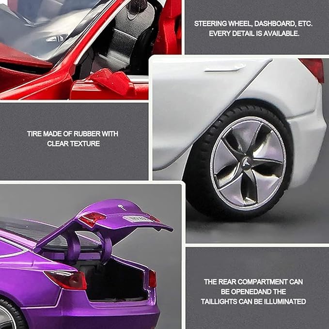 1:32 Scale Car Model X Alloy Diecast Pull Back Electronic Toys with Lights and Music, Mini Vehicles Toys for Kids Gift Car Lovers Collection (Model X - Brilliant Red)