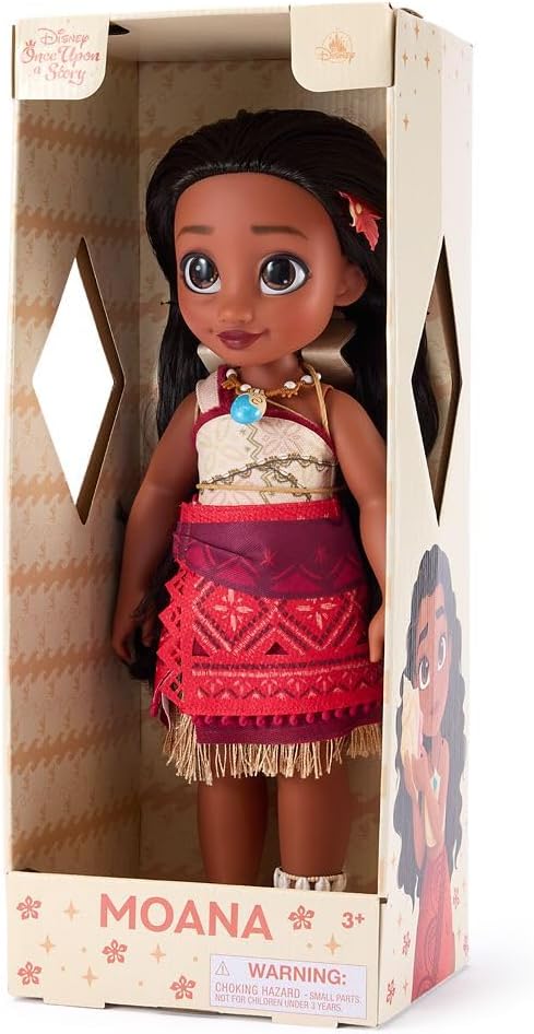 Disney Store Official Moana Once Upon a Story Doll - 16 Inch Disney Princess Toys Featuring Reflective Eyes with 3D Pupil and Iris, Detailed Costume, Hair Comb - Comes in Display Box