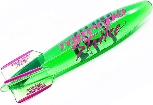 SpinFin 10.25" Large Ultra Premium Pool Torpedo Rocket Spins & Glides Up to 30 Feet Like Underwater Football for Under Water Passing Games Underwater Torpedo Diving Toy Glider (Green)