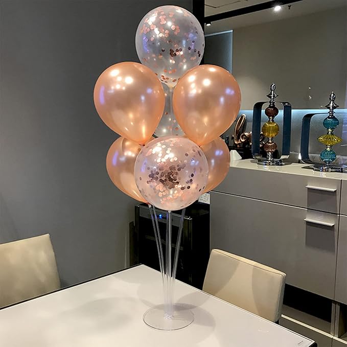 Rose Gold Balloon Stand Centerpiece Table Decorations for Birthday Anniversary Engagement Wedding Bridal Shower Graduation Mother's Day Party Decorations(Rose gold set4)