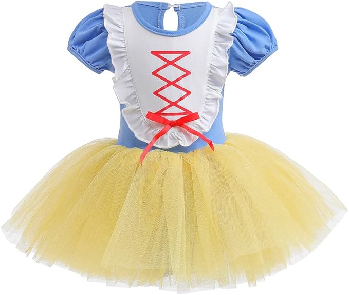 DYMCII Baby Girls Princess Ballet Dress Short Sleeve Leotards Skirted Tutu Dancewear Halloween Christmas Party Fancy Costume