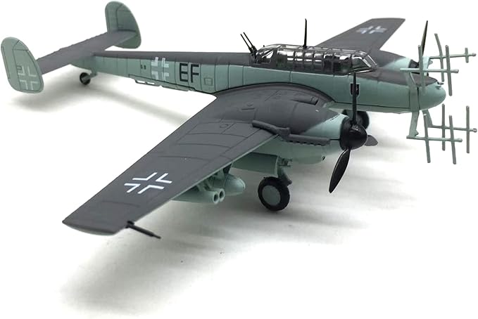 BF-110 G4 Jagdbomber 1/100 Metal Airplane Model Kit with Stand WWII Deutsche Diecast Alloy Fighter Model Vintage Combat Plane Prebuild Military Aircraft Collection for Display or Gift