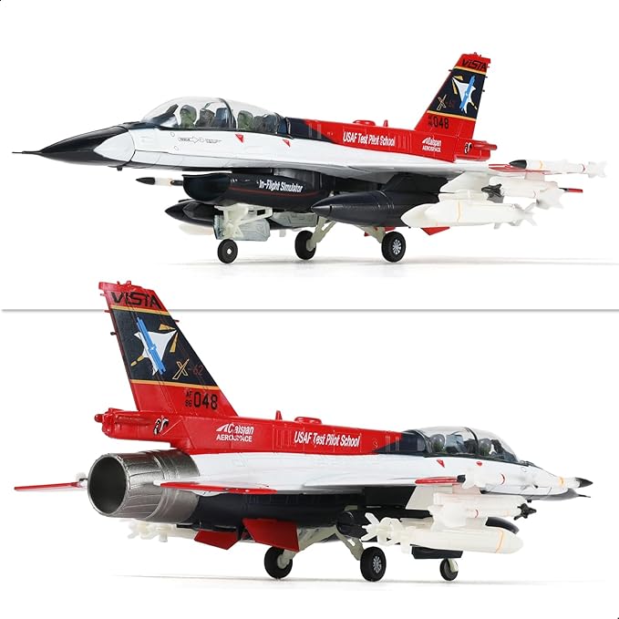 1/72 F-16D X-62 Vista Fighter Model Pre-Built USAF Test Pilot School Fighter Aircraft Model Alloy Metal Diecast Plane Model with Display Stand Collection Gift for Adult
