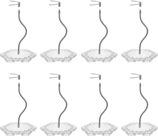 8-Pack Clear Adjustable Action Figure Stand with Metal Clips & Flexible Arms – Action Figure Display Stand for Figures Compatible with Gundam HG/RG/SD 1/144 Scale