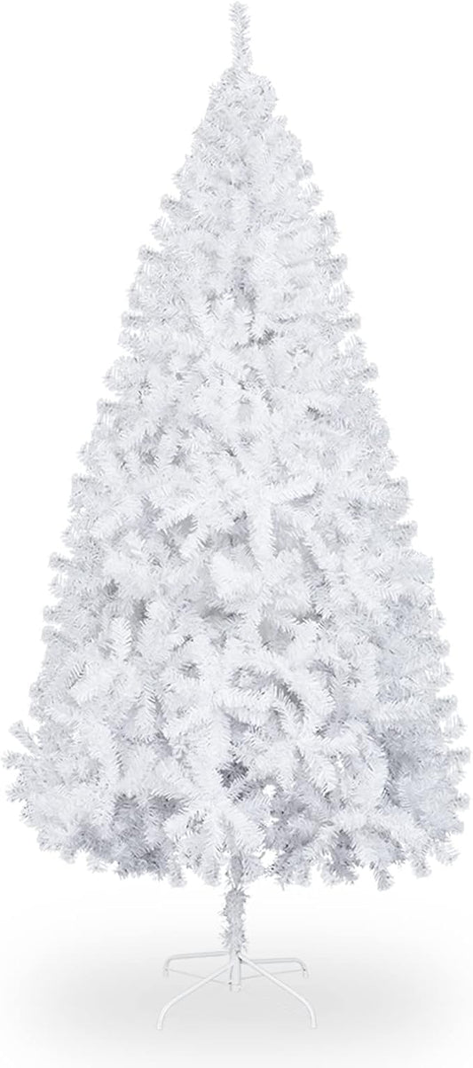 Bonnlo 5 ft White Unlit Artificial Christmas Pine Tree Small Xmas Tree Holiday Party Decoration with Sturdy Metal Stand, Full 600 Tips Branch for Indoor and Outdoor