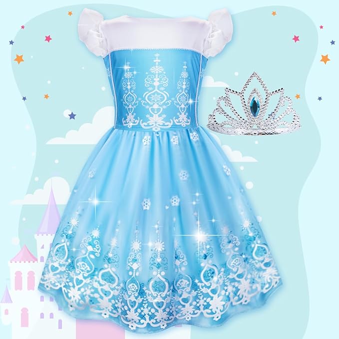 Meland Princess Dress Up - Princess Dresses for Girls with Princess Toys, Dress Up Clothes for Little Girls Pretend Play