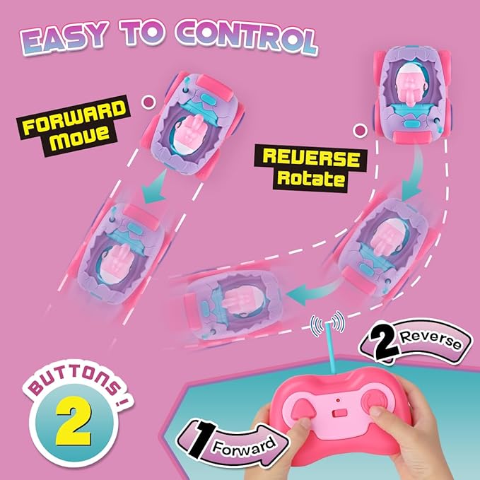 Nueplay Remote Control Car for Toddler Age 2 3 4 5, Electric RC Toys with Light & Music, Toddler Toys, Race Vehicles, Horse Figures Truck, Christmas Birthday Gift for Baby Girls, Purple