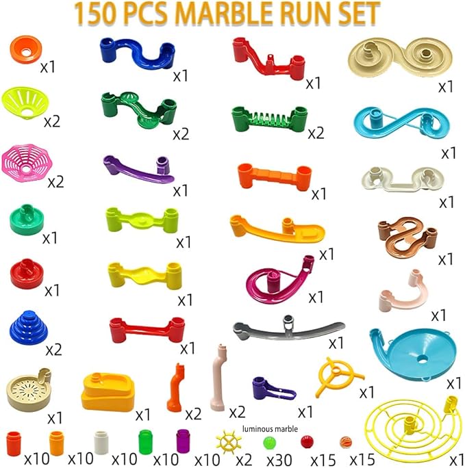 Marble Run for Kids Ages 3-4 5-8 150pcs Sturdy Building Toys Kids Games Marbles Run Track Amazing Fun Boys Girls Gifts (Standard)