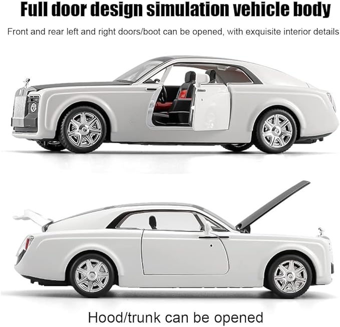 1/24 Rolls-Royce Sweptail Toy Car Alloy Diecast Collectible Model Car for Kids Gift, Pull Back Toy Car with Sound and Light, Classic Double Door, Car Logo Can be Folded