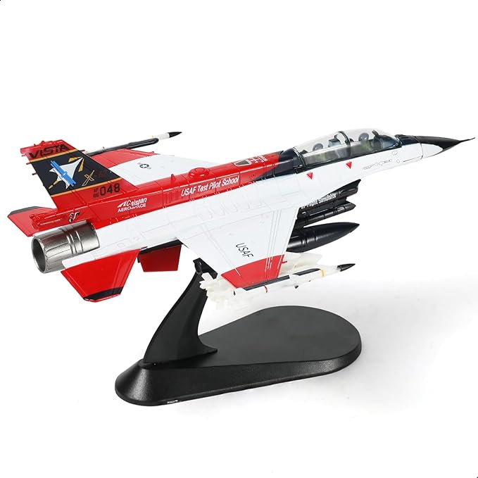 1/72 F-16D X-62 Vista Fighter Model Pre-Built USAF Test Pilot School Fighter Aircraft Model Alloy Metal Diecast Plane Model with Display Stand Collection Gift for Adult