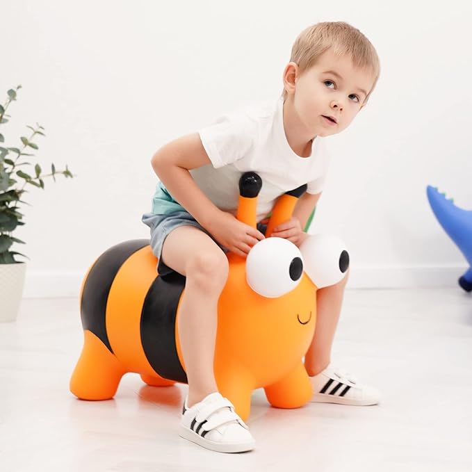 ZOOJOY Bee Bouncy Animals Hopper, Inflatable Bouncing Hopper, Outdoor Indoor Jumping Bounce Hopping Toys for Toddlers, for 18 Months 2 3 4 Year Old Kid Toddler