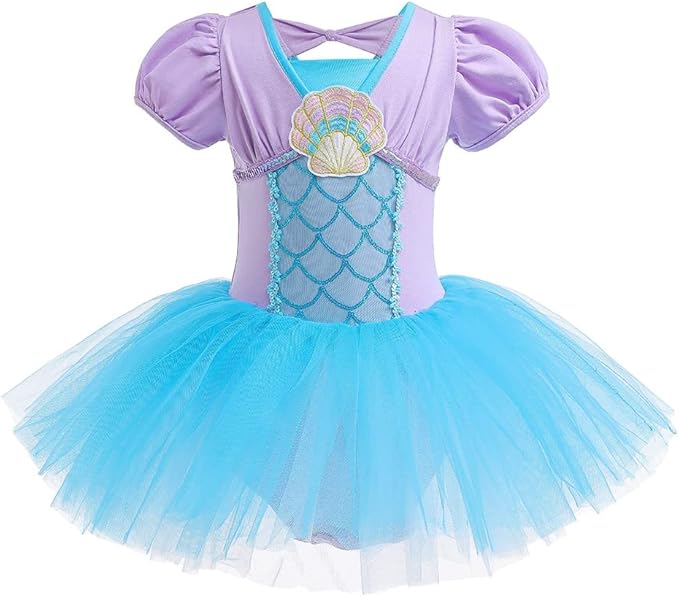 DYMCII Baby Girls Princess Ballet Dress Short Sleeve Leotards Skirted Tutu Dancewear Halloween Christmas Party Fancy Costume