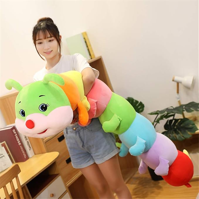 Multicolor Caterpillar Stuffed Animal Big Hugging Pillow Cute Plush Soft Pillow Doll,Giant Plush Toy,Gifts for Girl Boy Babies Birthday (35.4inch/90cm)