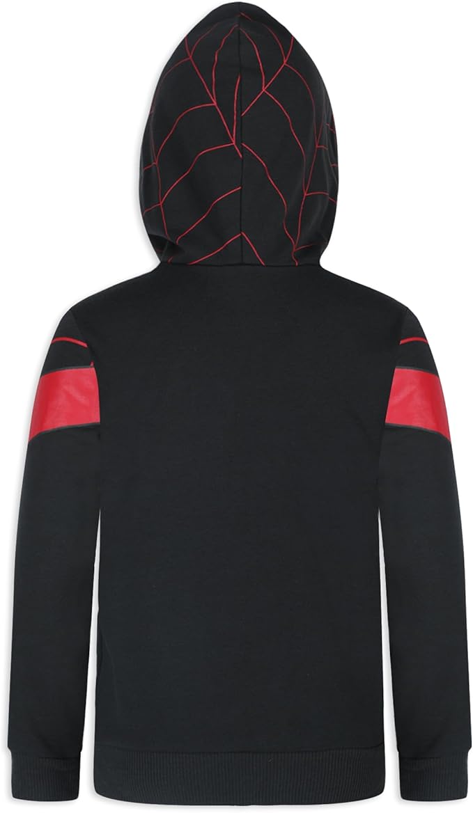 Marvel Spider-Man, Miles Morales, & Venom Boys Zip Up Hooded Sweatshirt and Pants Set for Toddlers and Big Kids – Black/Red