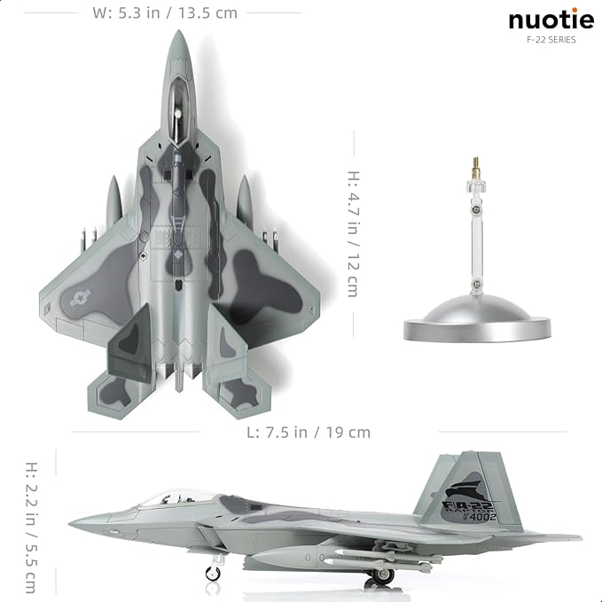 NUOTIE F-22 Raptor AF91 4002 Old Reliable Fighter Model Stealth Combat Airplane Air Force Aircraft Alloy Metal Diecast Model with Display Stand Collection Gift for Adult