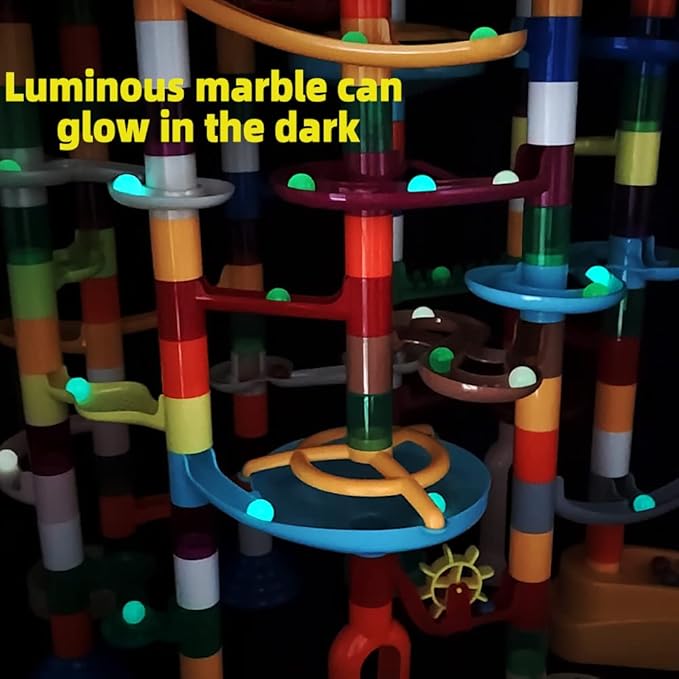 Marble Run Marble Maze Race Track with Glowing Marbles for Kids Ages 3-4-8-10 Sturdy Building Toys Kids Games Amazing Fun Gifts (Super)