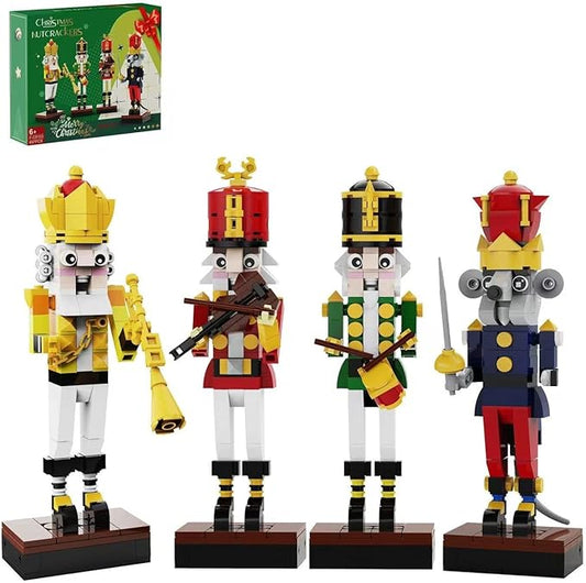 Christmas Nutcracker Building Kits, Xmas Nutcracker King and Soldier Building Sets,Contain Trumpeter Drummer Violinist and Commander, Compatible for Lego, Collectible Nutcracker Model (697 PCS)