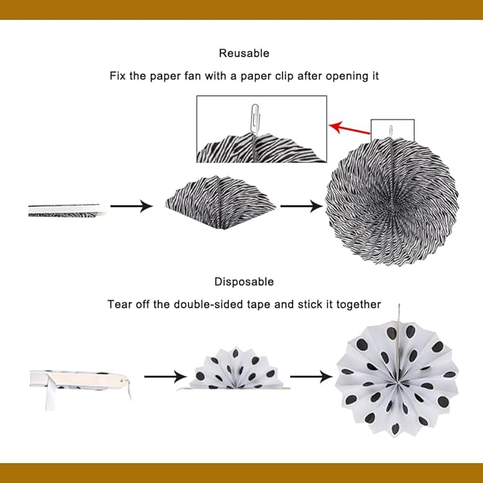 Myafqsj Black and Gold Party Decorations 20Pcs Black and Gold Birthday Decorations Whit Pom Poms Hanging Paper Fans, Hanging Swirls, Pennant, Garland String for Birthday Wedding Party Decorations