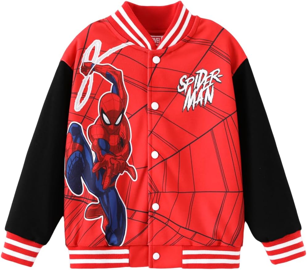 Disney Minnie Mickey Stitch Princess Frozen Elsa Marvel Jacket Lightweight Coat Button up Color Block Sweatshirt 2-14 Years