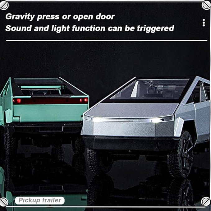 1/24 Large Pickup Truck Toy with Motorhome and Motorcycle, Diecast Pickup Truck Trailer RV Alloy Model Collection Vehicles for Kids Adults Birthday Gift (Green)