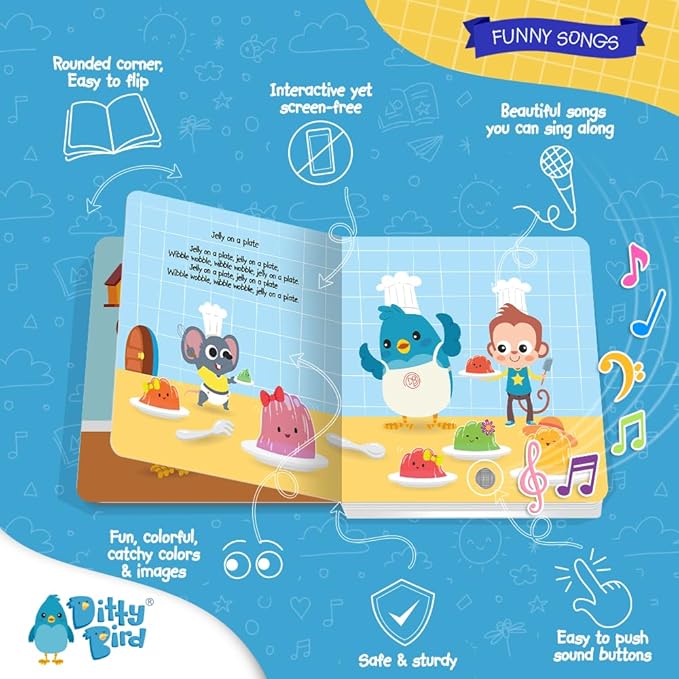 Ditty Bird | Funny Songs | Interactive Musical Book for toddlers 1- 3 | Sound book for 1 year old | baby gift with music