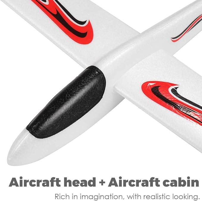 Zerodeko Foam Airplane Toy, 39 x 24 Large Throwing Glider Plane Toy Model Outdoor Flying Toy DIY Aeroplane Model Birthday Party for Kids Boys Girls 3+