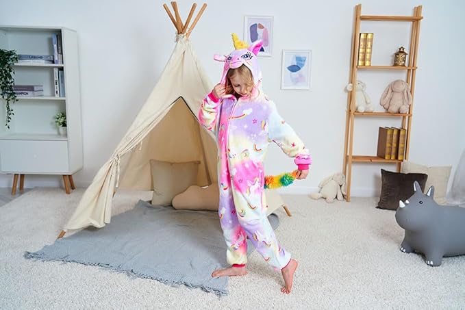 Kids Unicorn Onesie Pajamas One-Piece Cosplay Costume Animal Sleepwear Girls And Boys