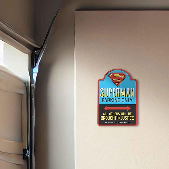 DC Comics Superman Parking Only Metal Sign - Fun Superman Wall Decor for Man Cave or Bedroom