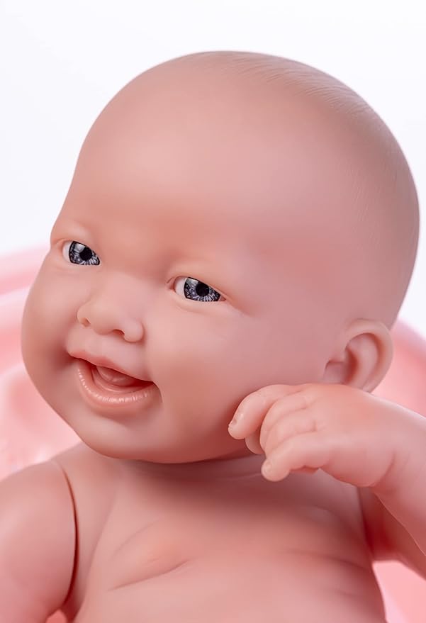8 piece Layette Deluxe Bathtub Gift Set | JC Toys - La Newborn | 14" Life-Like Smiling Vinyl Newborn Doll w/ Accessories | Pink | Waterproof |Ages 2+