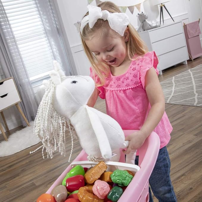 Step2 Little Helper's Shopping Cart for Kids, Play Grocery Cart, Made of Durable Plastic, for Toddlers 2+ Years Old, Pink