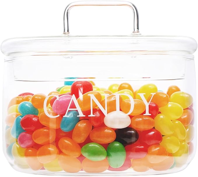 11oz Glass Candy Dish with Lid Covered Candy Bowl Decorative Cookie Jar Clear Salad Bowl Buffet Storage Container for Home Kitchen Coffee Table Office Desk and Party Wedding
