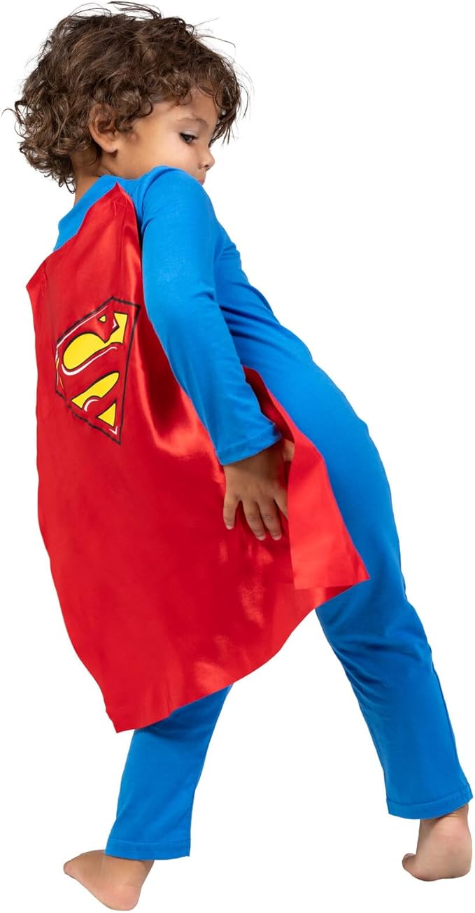 WARNER BROS. Justice League Batman Superman Lightweight Breathable Baby Zip Up Costume Coverall with Cape Newborn to Kid